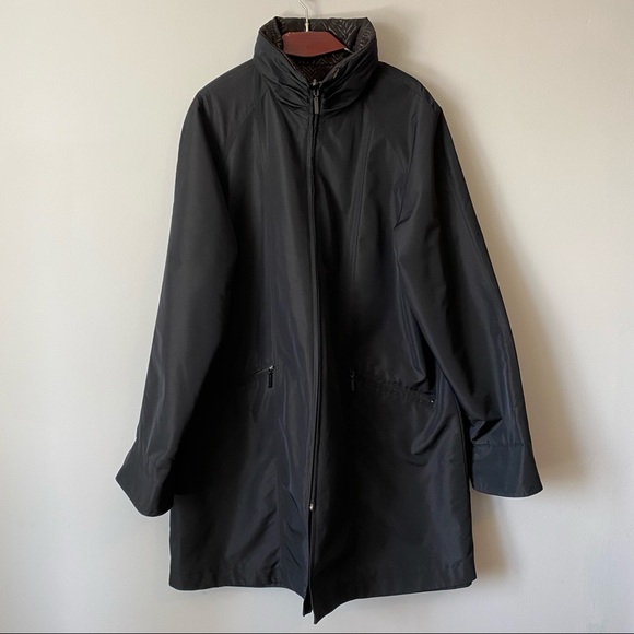 Jacques Vert women’s reversible black zebra trench zip away hood rain coat - L - Picture 7 of 12